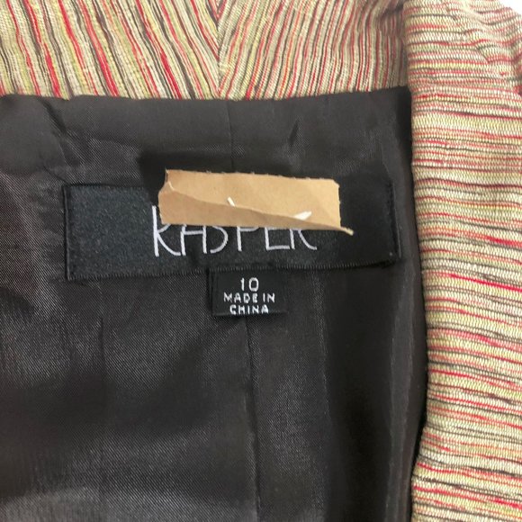 Kaspar 3 Piece Pant Suit Jacket Vest Pants Multi Color Shell Brown Pants Wm's 10 - Picture 5 of 13